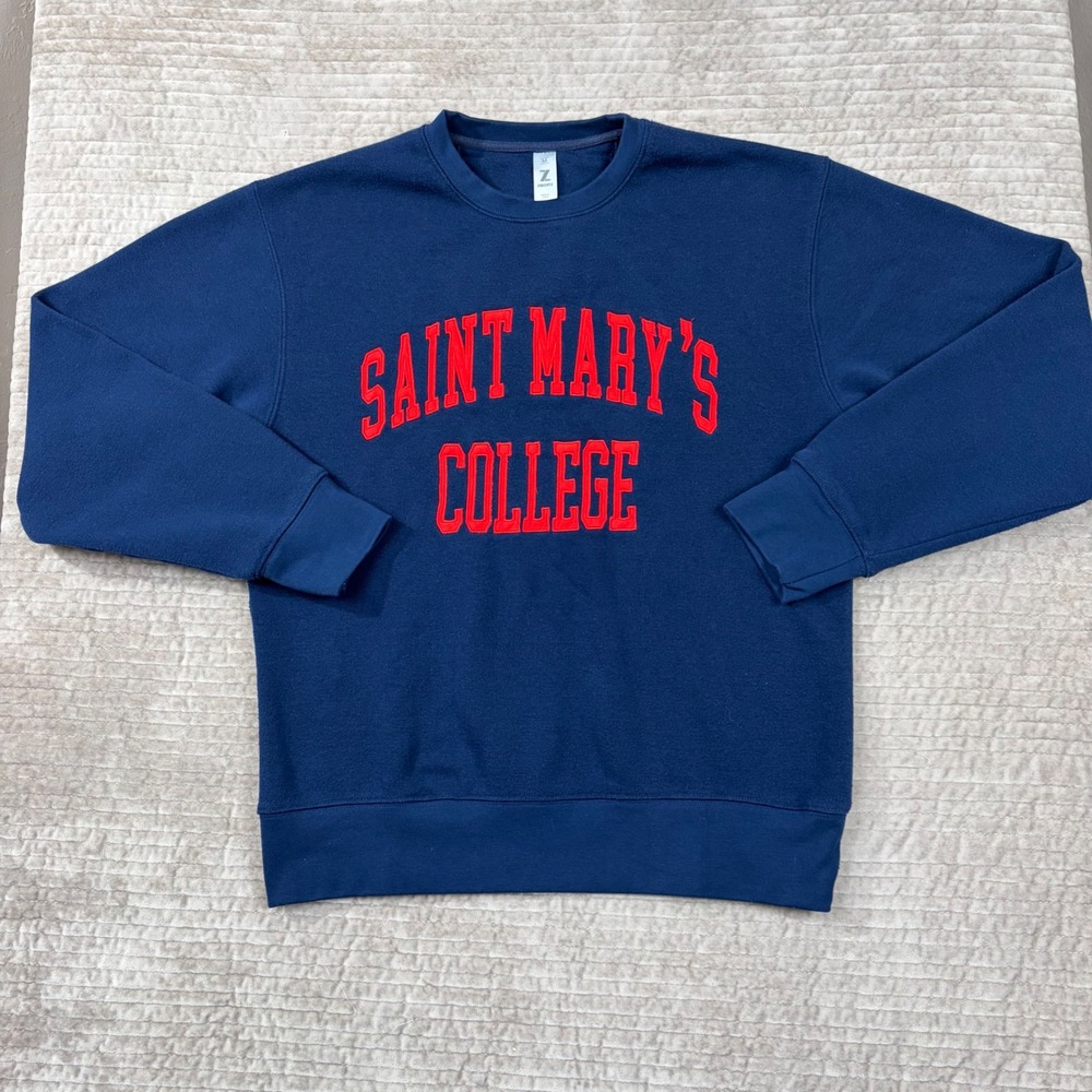 ZooZatz Saint Marys College Sweatshirt Mens Medium Navy Blue Red Crewneck Fleece
